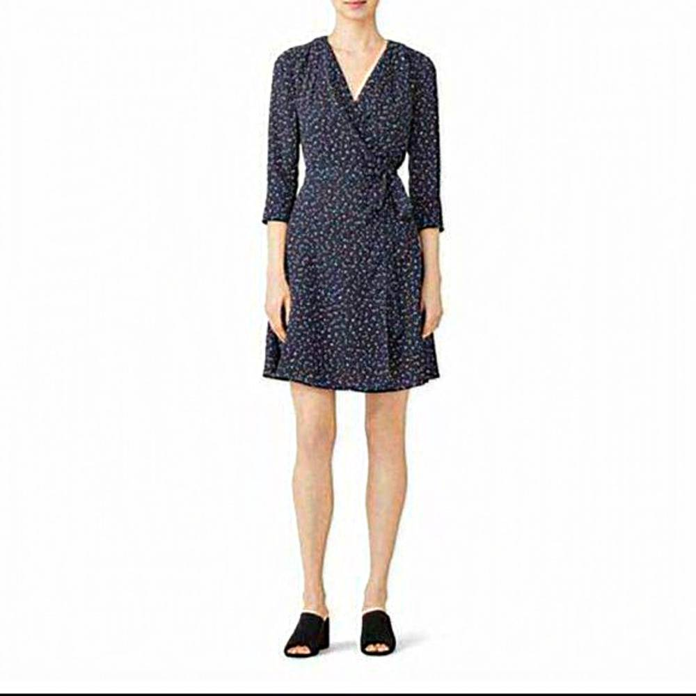 Slate & Willow Confetti Wrap Mini Dress In Navy Blue Size